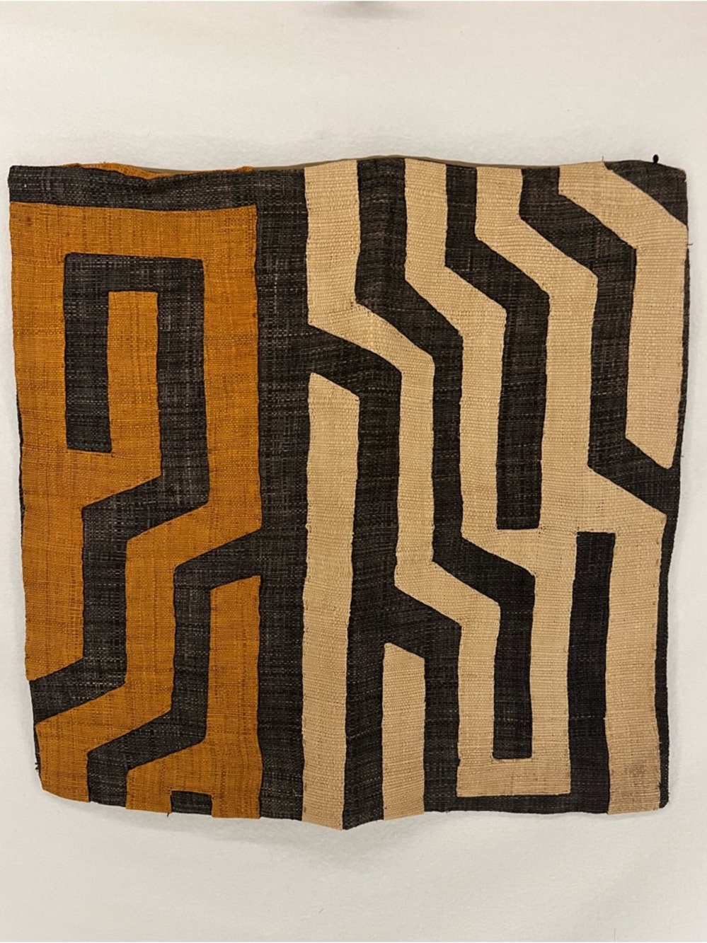 African Kuba Cloth Pillow Cover Genuine Handwoven African 18 in x 17.5 in
